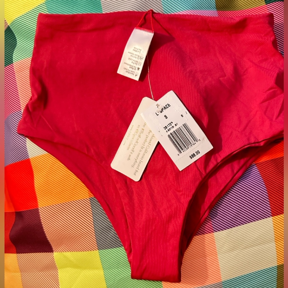 🆕 L Space Bitsy Cut Red High-Waisted Bikini Bottom
